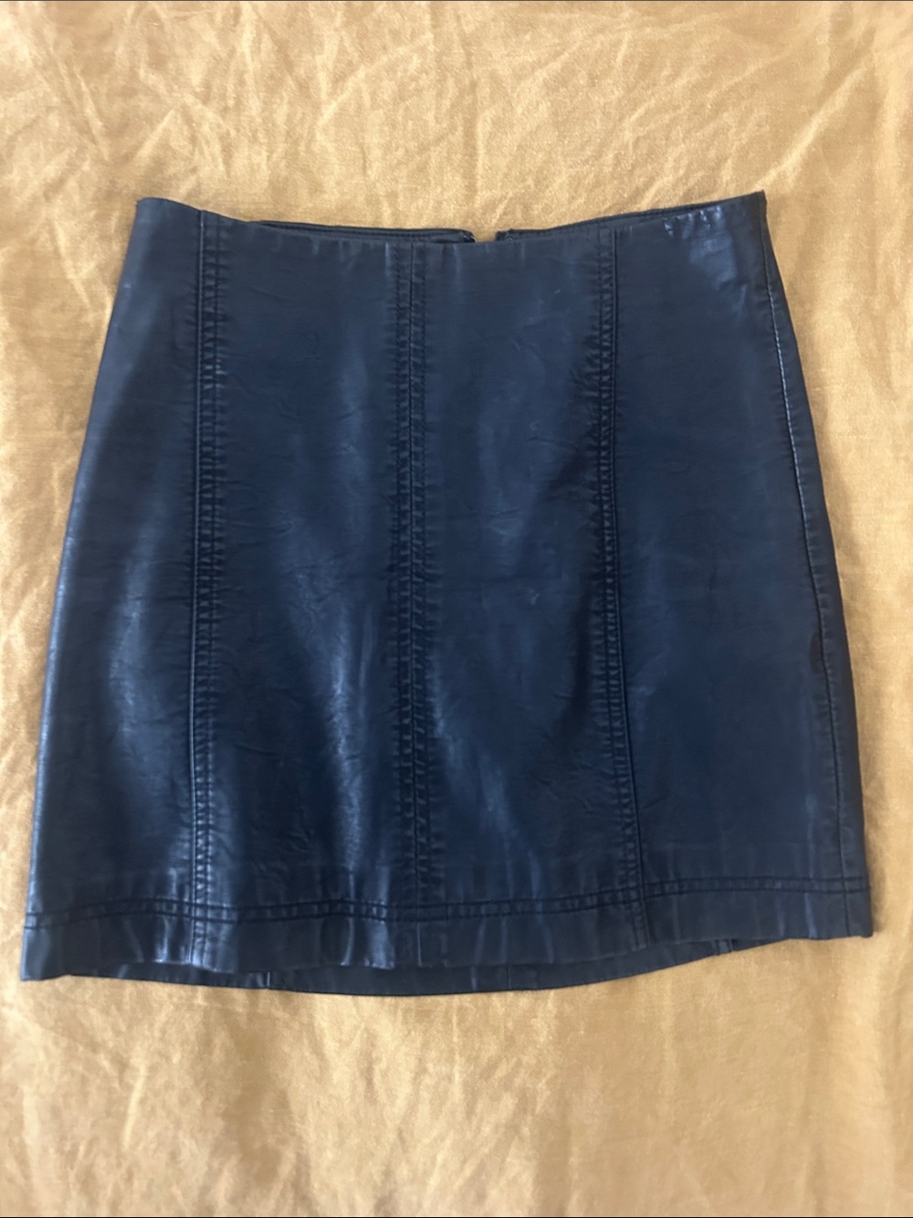 Free People Black Leather Mini Skirt